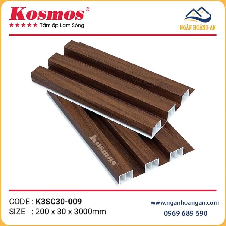 Tấm Ốp Lam Sóng Nhựa Giả Gỗ Kosmos K3SC30-009